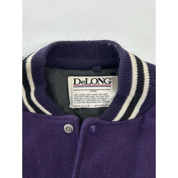 VTG Anaheim Mighty Ducks DeLong 90s Mens LARGE Wool Jacket Snap Button Purple - Picture 12 of 16